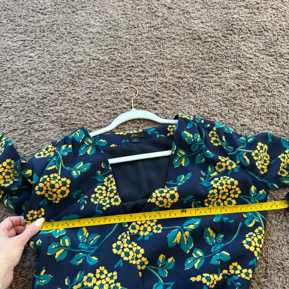 J.Crew Golden Navy Floral Wrap Dress in 365 Yellow Size 2 - Picture 10 of 11